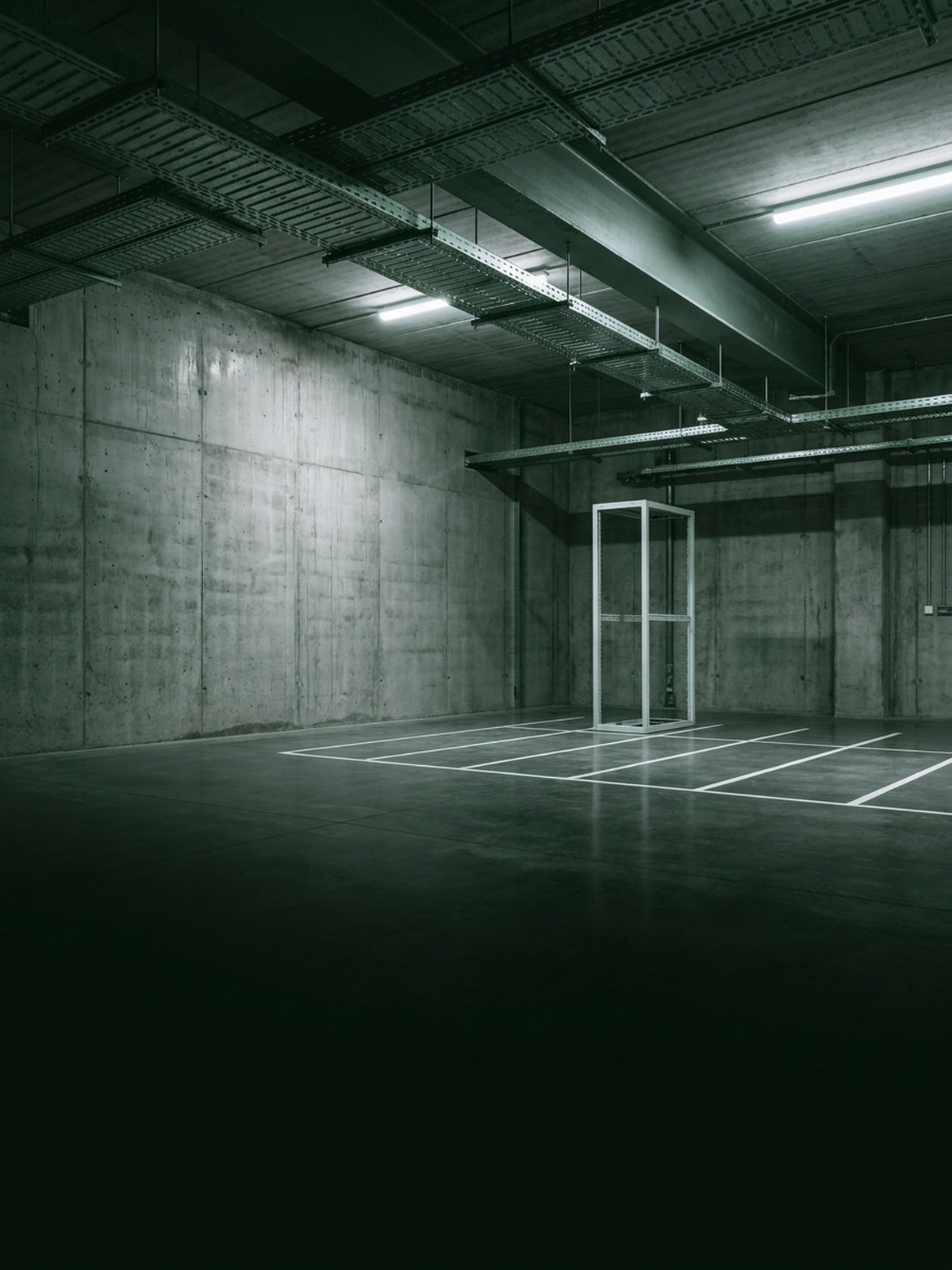 Empty data hall bay during site survey