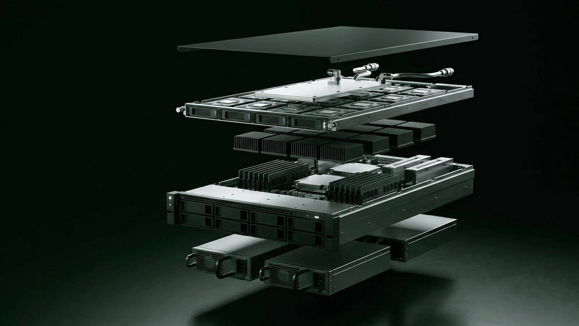 8-GPU server exploded-view render